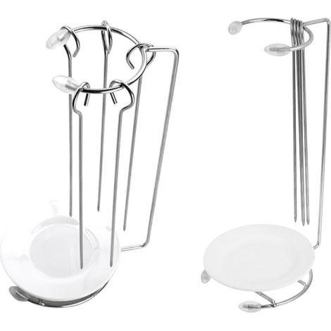 Ensemble de 2 supports à churrasco suspendus en acier inoxydable, comprenant étagères et assiettes