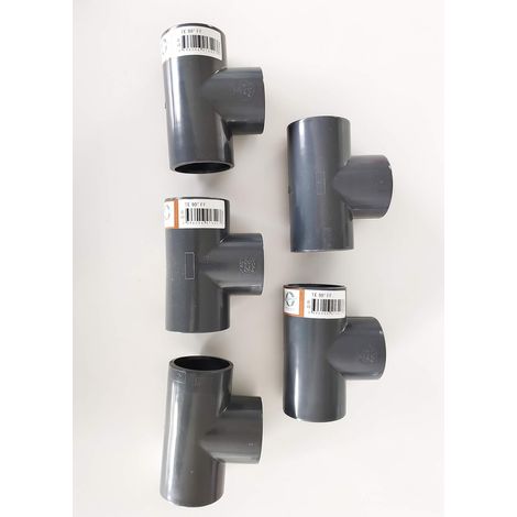 Lot de 5X Té 90° PVC Pression – U / 40mm intérieur 4CM F/F/F PN16
