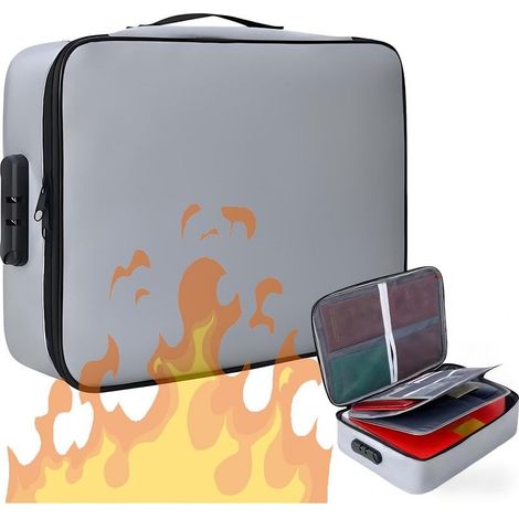 Boîte à Documents Ignifuge avec Serrure – 36,8 x 27,9 x 10,2 cm, Grande capacité, Sac à Documents Ignifuge, boîte de Rangement verrouillable résistante à l'eau pour passeports, certificats (1/5)