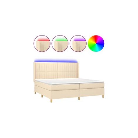 Sommier à lattes de lit matelas et LED Crème 200x200 Tissu (1/5)