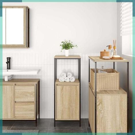 Meuble de salle de bain - 861913 - chêne sonoma - 36 x 35 x 95 cm - 3 étagères (1/5)