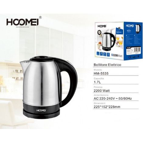 Trade Shop - Bollitore Elettrico 2200 Watt 1.7 Litri Per Infusi Tisane Hoomei Hm-5535 -