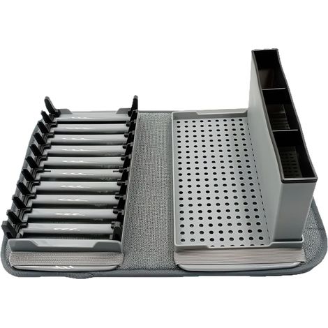Tapis de cuisine super absorbant antidérapant avec porte-ustensiles, égouttoir à vaisselle pour comptoir, tasses, assiettes, vaisselle, casseroles, poêles, maison, appartement, restaurant (1/5)
