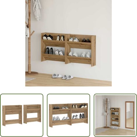 vidaXL Schuhregal - Schuhschrank 2 pcs Artisan-Eiche 60 x 18 x 60 cm Holzwerkstoff (1/5)