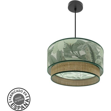 Lampe de plafond abrila série CONGO abat-jour tissu vert 40 cm (1/3)
