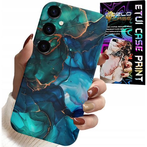 Custodia per Samsung Galaxy S24 FE - retro con motivo marmorizzato blu e verde (1/5)