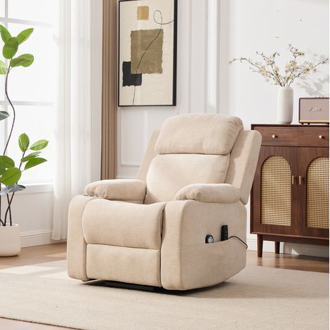 Sillón eléctrico relax con ayuda para levantarse, masaje, calor, chenilla Light Khaki (1/5)