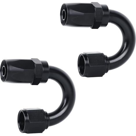 Confezione da 2 tappi terminali girevoli a 180 gradi per tubo flessibile in CPE intrecciato, colore nero, marca 8AN. (1/5)