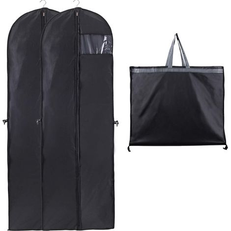 Housse Robe de Mariée 60x180cm Housse Vetements à Suspendre Fenêtre Visible de Demoiselle D'honneur Anti Poussière Etanche Mite Humidité Pliable et Portable Fermeture à Glissière Bilatéral(2PCS)