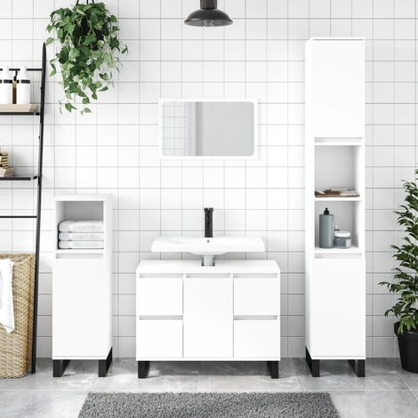 Armoire de salle de bain, Meuble de Rangement, Placard de Rangement Toilettes blanc 80x33x60 cm bois d'ingénierie LKOWF78993 (1/5)