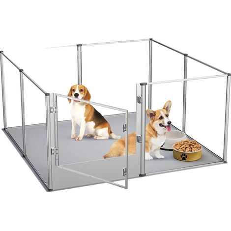 Parc à chiens très grand, design moderne, panneau en acrylique résistant aux rayures (1/2)
