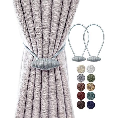 gris Sauge-embrasses De Rideau Magntiques Avec Aimant Plus Grand De Mise Niveau, Paquet De 2 Pcs De Draperie De 40 Cm Pour Rideau Intrieur Et Ext (1/5)