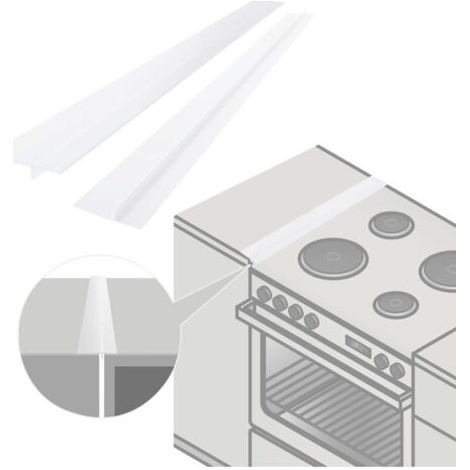 Paquet de 2 couvercles de joint de comptoir de cuisine en silicone, longueur de remplissage 53 cm, scellage entre la cuisinière et le four (Blanc) (1/5)