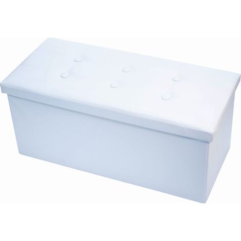 Pouf Contenitore Imbottito Pieghevole In Ecopelle Modello Double Colore Bianco (1/5)