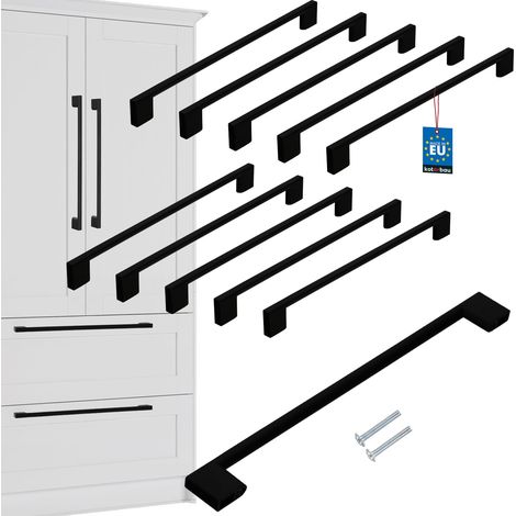 Tirador para muebles de cocina KOTARBAU® Clásico Moderno Oblongo Largo Negro Mate 289 MM Espacio entre 256 MM Juego de 10