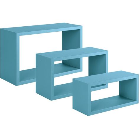 Rechteckiger 3er set wandregal mod. Trittico farbe blau (1/4)