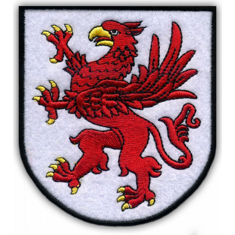 Wappenaufnäher der Woiwodschaft Westpommern / Zachodniopomskie – zum Aufbügeln / mit Heißsiegelrückseite – gestickter Aufnäher/Abzeichen/Emblem