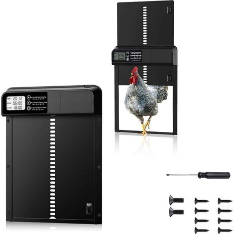 Porte de poulailler automatique intelligente avec minuterie de nuit et de matin, matériau en alliage d'aluminium, étanche, fonction anti-pincement