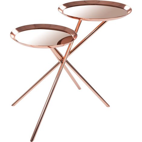 Tavolino di design Ella in oro rosa e specchio (1/3)