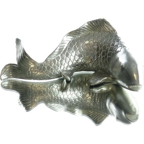 Exotica Cor Mulder – Poissons décoratifs koï argentés – Set de 3, polyrésine, L 20-23 x l 10 x H 9-10 cm (1/3)