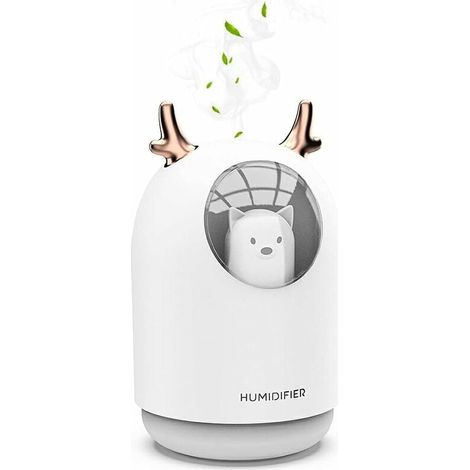 Luftbefeuchter für Babyzimmer, Ultraschall, leise, mit Diffusor für ätherische Öle, 7 Lichtfarben, 12 HD, automatische Abschaltung, 300 ml (1/4)