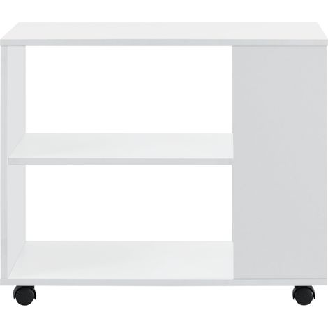Mesa de centro rectangular con ruedas para salón mueble elegante con estante de almacenamiento 60 x 70 x 35 cm blanco 030006173