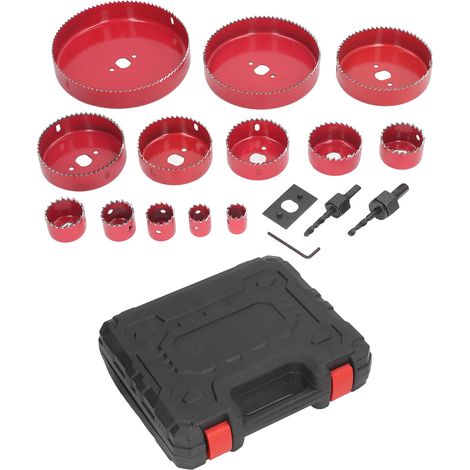 Kit de scie cloche 17 pièces, jeu de forets Bi-métal, coupe-bois robuste avec étui de transport pour bois et plastique