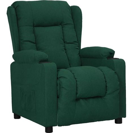vidaXL Recliner Chair Dark Green Fabric (1/5)