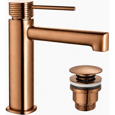 IMEX - Grifo de lavabo monomando Firenze, Oro rosa cepillado (1/5)