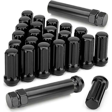 M14x1.5 Lug Nuts 24 Pieces 14mmx1.5 7 Spline Drive Awl Acorn Cone Lug Nuts 2inch Long Black With 2 (1/5)