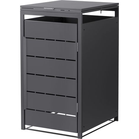 ML-Design Copribidone da Spazzatura per 1 Bidone 240L, 68x80x120 cm, Antracite, in Acciaio, Resistente alle Intemperie, Cassonetto per Rifiuti con Coperchio e Porta, Deposito per Bidoni da Esterno