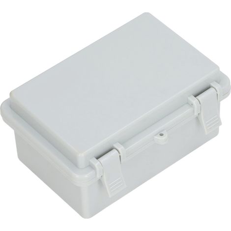Boîte de jonction étanche IP65 extérieure grise, couvercle à charnière et clip, parfaite pour installations électriques et bricolage. (1/5)