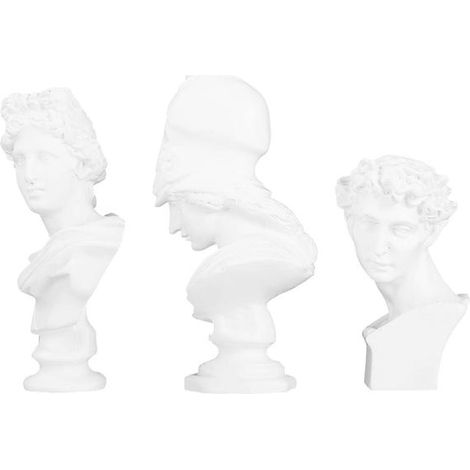 Lot de 3 bustes en plâtre de célébrités, sculptures blanches compactes, décoration intérieure. (1/5)