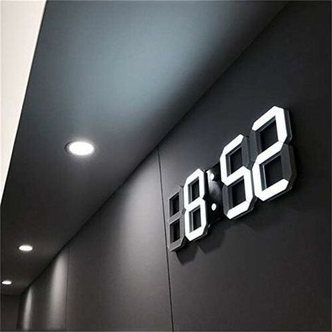 Orologio da parete a LED 3D, sveglia digitale moderna per casa, cucina, ufficio, comodino, orologio da parete, display 24 o 12 ore