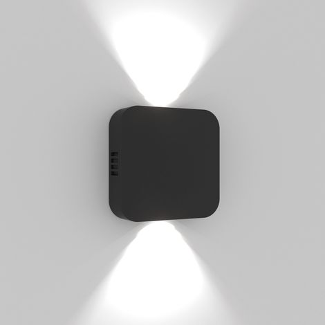 Lampada da parete Roller in alluminio pressofuso, nero opaco, design orientabile 90 gradi con doppia emissione LED 3000K, protezione IP54 per esterni (1/2)