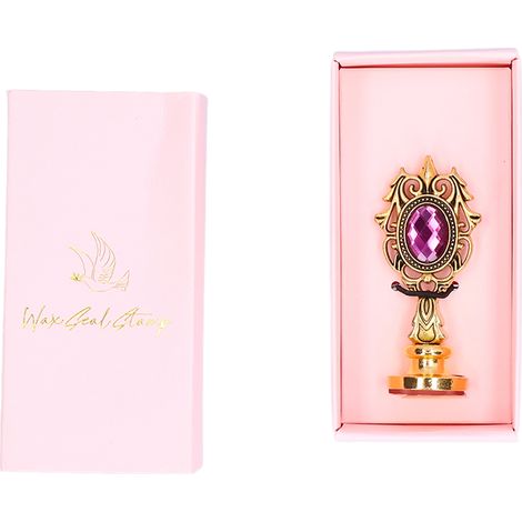 Coffret cadeau vintage scellé à la cire  Impression nette  Emballage raffiné  Poignée amovible  Design élégant  Scellage à la cire à faire soi-même  Boîte rose, or antique, rouge violacé, poignée orné (1/5)