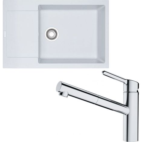 Pack évier XL Maris Fragranit blanc artic 780 x 500 x 200 mm + mitigeur Orbit douchette - Franke (1/5)
