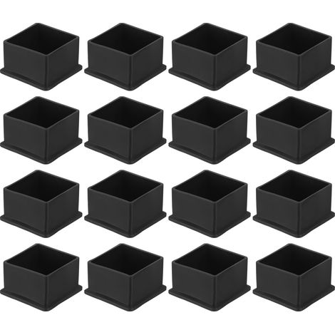 Confezione da 16 coprigambe quadrati per sedie, diametro esterno 50 mm x 50 mm, colore nero, per mobili/tavoli. (1/5)