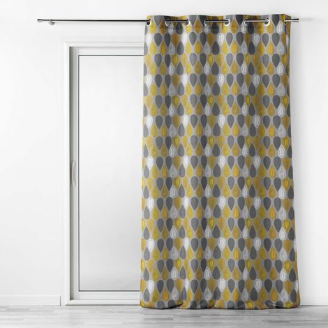 Rideau à oeillets 140 x 260 cm Palpito jaune anthracite (1/2)