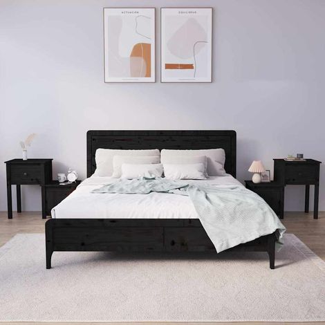 814548 vidaXL Bedside Cabinets 2 pcs Black 79,5x38x65,5 cm Solid Wood Pine (1/5)