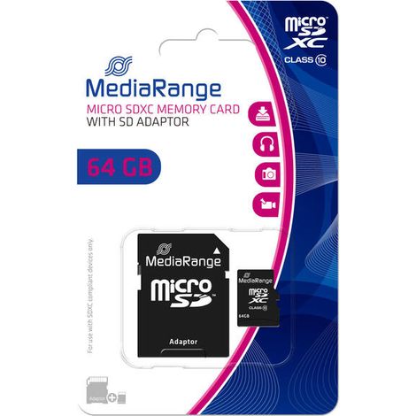 MEM MICRO SDXC 64GB MEDIARANGE + ADAPTADOR SD (1/4)