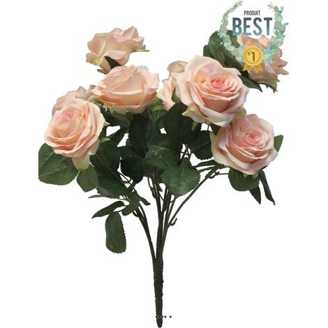 Bouquet de rose Paris artificielle, 10 têtes, H 42 cm Rose pâle - BEST - couleur: Rose pâle