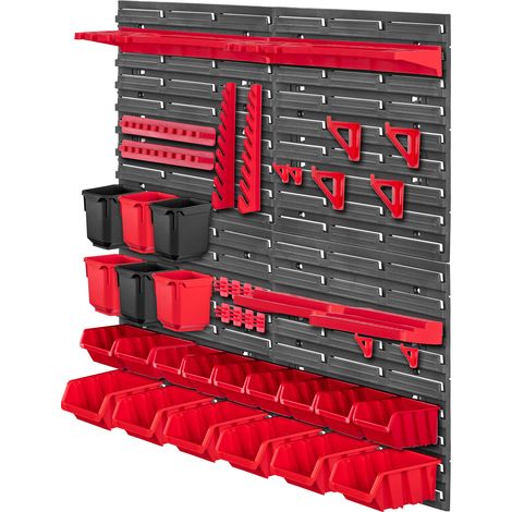 KADAX Werkstattwandregal, Werkstattregal für Garage, Rot, 45 Stück, 78x78 cm