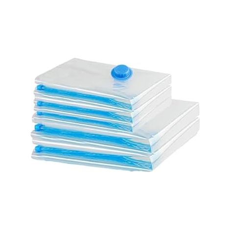 Kit de 5 Bolsas de Vacío Reutilizables [60x40cm y 60x80cm] - Almacenamiento de Ropa, Edredones y Almohadas por Succión - ¡Ahorra un 75% de Espacio - ZWMYF (1/4)