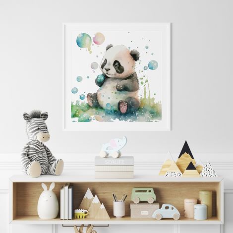 Poster / Affiche carrée Enfants - Panda coloré - 50x50 cm (1/3)
