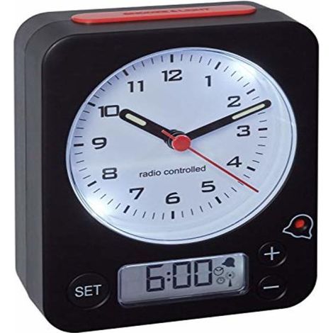 TFA Dostmann 60.1511.01 Reloj Despertador Analógico Negro y Rojo