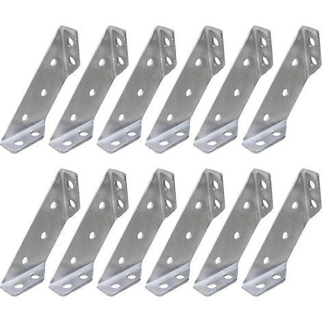 12 équerres trapézoïdales à angle droit en acier inoxydable-6.90X2.00X1.20CM-Silver