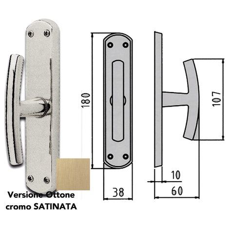 Ghidini 55744406008 Milena Maniglia Cremonese per Finestre su Placca attacco Gioco Ez 107 mm colore Ottone Satinato (1/2)
