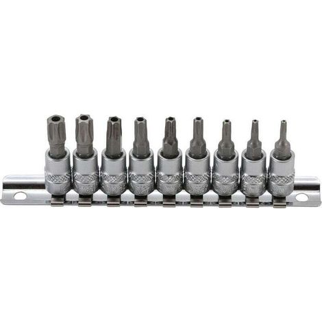 Jeu 9 douilles a embouts torx males perces resistorx t10 à t50 pour cliquet 1/4 (1/2)