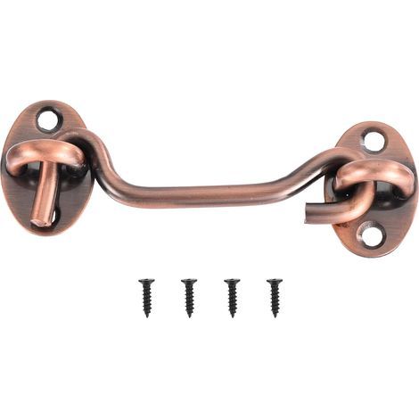 Verrou de porte de grange à crochet et œillet de 100 mm en acier inoxydable pour fenêtre, cabine, porte coulissante,Bronze rouge (1/5)